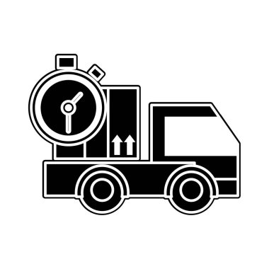 siluet kamyon taşıma kutusu paketi ve kronometre ile