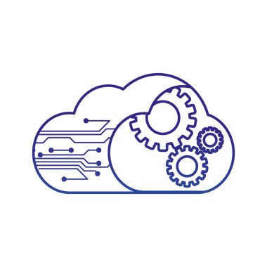 Bulut depolama teknolojisi ve sanal Tema izole tasarım vektör çizim bilgisayar