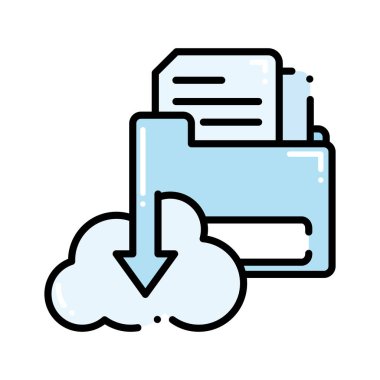 Kesikli çizgi belgeleri dosya klasörü ve indirme bulut içinde