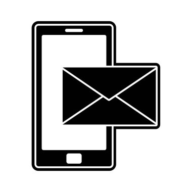 siluet smartphone teknoloji ile metin mektup mesaj