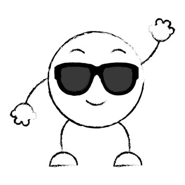 Grunge serin emoji ifade kolları ve bacakları ile