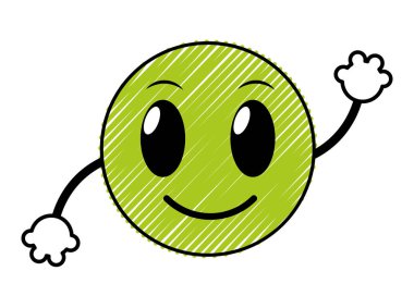 mutlu emoji yüz ifadesi kollu doodle