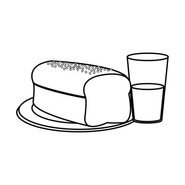 Ekmek ve unlu gıda mutfak ve salonu Tema izole tasarım vektör çizim içecek