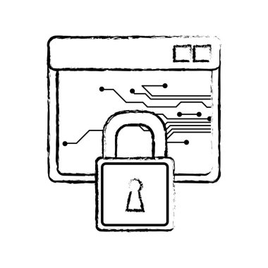 Vektör çizim tasarım site ve web yanıt veren Web sitesi ve teknoloji Tema Isolated asma kilit