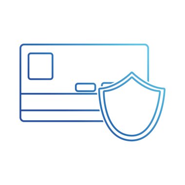 Mavi çizgili dijital kredi kartıyla kalkan güvenlik