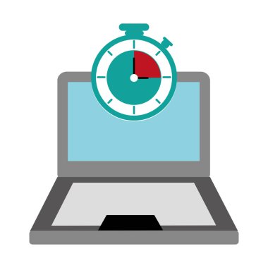 Laptop ve teslimat nakliye ve lojistik Tema Isolated Chronometre vektör çizim tasarım