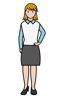 çizgi rengi zarif kadın bluz ve saç tasarımı ile