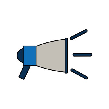 Amplifer hoparlör megafon megafon ve Tema izole tasarım vektör çizim duyurdu