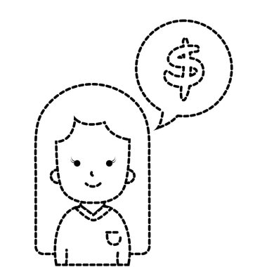 noktalı şekli kadın sohbet kabarcığı bluz ve dolar simgesiyle