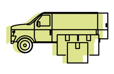 Vektör çizim Tasarım kutuları ve teslimat nakliye ve lojistik Tema Isolated kamyon