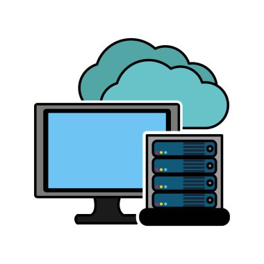 Veri Merkezi barındırma web ve Tema izole tasarım vektör çizim temel