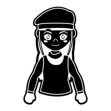 Grunge komik kız kış giysileri vektör çizim