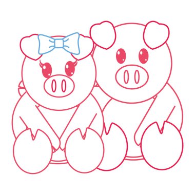 renkli domuz çift sevimli hayvan birlikte