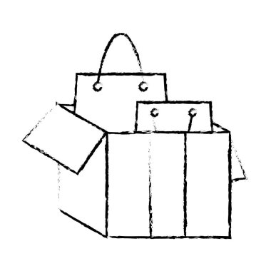 Grunge alışveriş torbaları açık kutu paket içinde