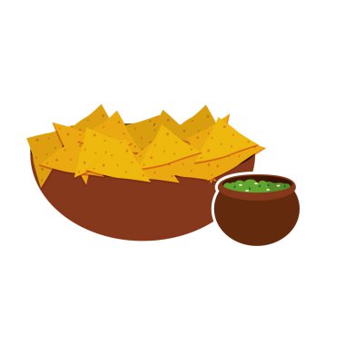 Nacho Meksika yemeği ve geleneksel yemekleri Tema Isolated vektör çizim tasarım