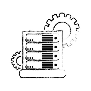 Veri Merkezi barındırma web ve Tema izole tasarım vektör çizim temel