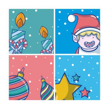 Noel kartları karikatürler vektör çizim grafik tasarım