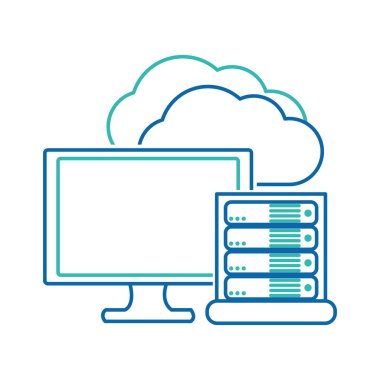 Veri Merkezi barındırma web ve Tema izole tasarım vektör çizim temel
