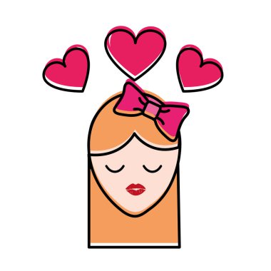 renkli kız şerit yay saç modeli ve kalpleri ile taşındı