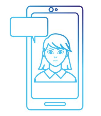 bozulmuş satır avatar kadının smartphone ile sohbet kabarcık içinde