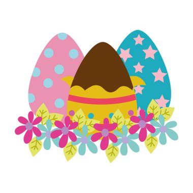 renkli yumurta easters süslemeleri ile çiçek ve yaprak çizmek