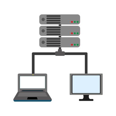 Veri Merkezi barındırma web ve Tema izole tasarım vektör çizim temel