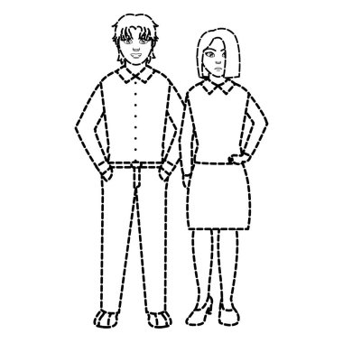 noktalı şekil insanlar şık giysileriyle stil ve saç modeli ile