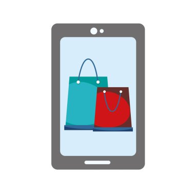 online alışveriş çantası ile Smartphone teknoloji