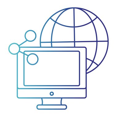 Paylaşım ve genel bağlantı ile mavi çizgi ekran bilgisayar