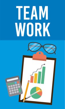 Takım çalışması ve office öğeleri çizgi film illüstrasyon grafik tasarım vektör