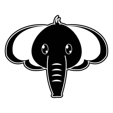 sevimli hayvan karakter siluet fil baş