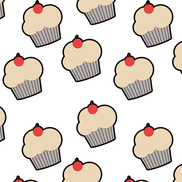 Cupcake Backgroof Desszert Édes Pékség Téma Elszigetelt Design Vektor Illusztráció — Stock Vector