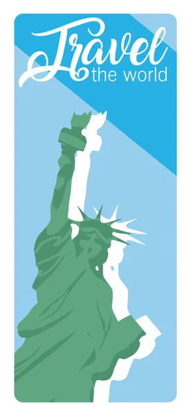 Travel World Card Liberty Statue Vector Illustration Graphic Design — Stock Vector