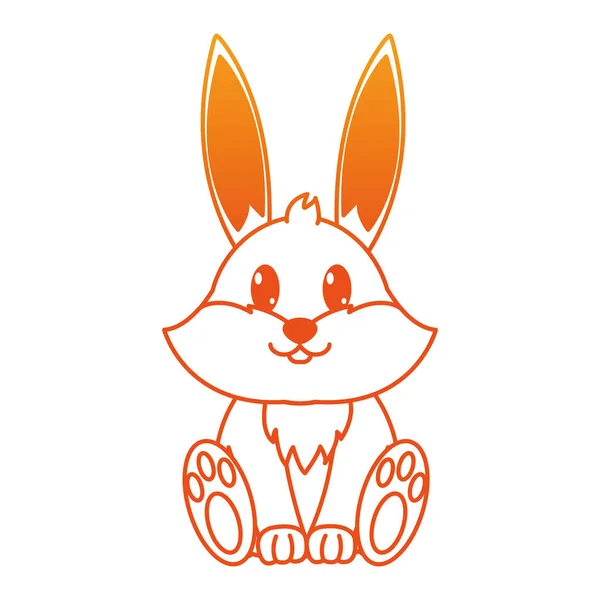 Orange Linie Kaninchen niedlich wilden Tier Charakter — Stockvektor