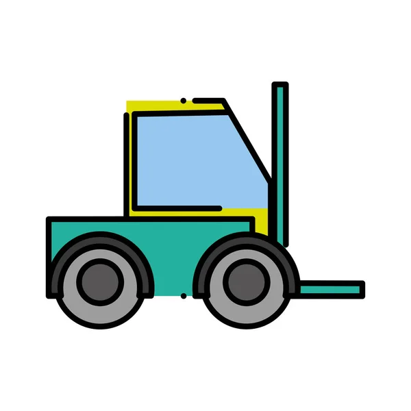 Dashed line forklift machine vehicule to industry transportation — Stock Vector