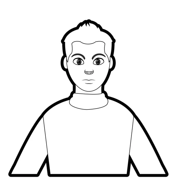 Kontur profil man med frisyr design och skjorta — Stock vektor