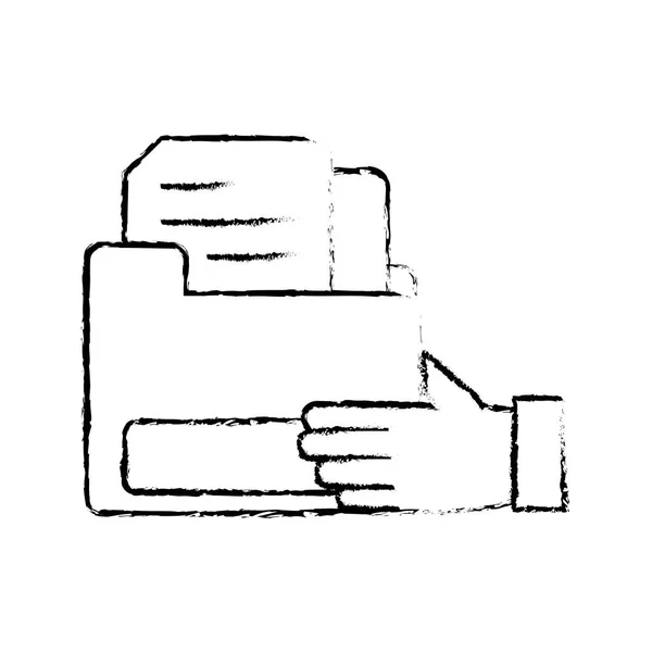 Grunge άνθρωπος χέρι με έγγραφο του φακέλου αρχείου — Διανυσματικό Αρχείο