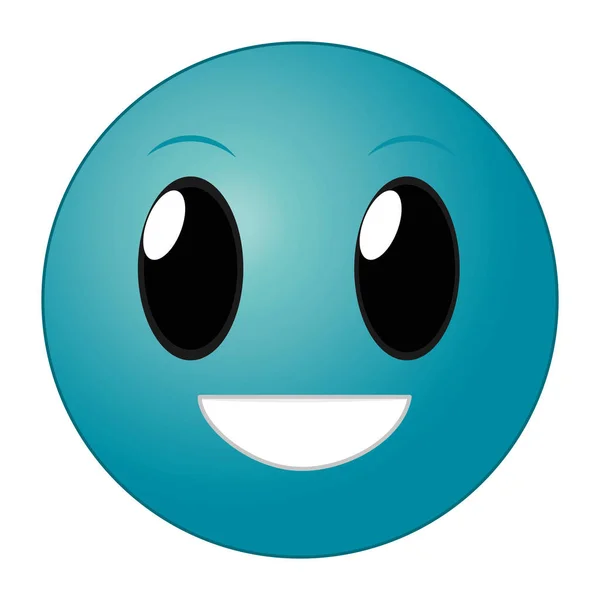 Bleu heureux visage geste expression emoji — Image vectorielle