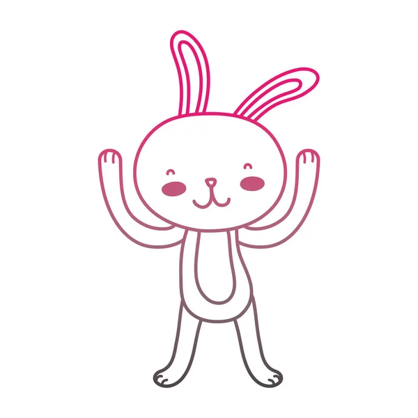 Color line cartoon konijn dier met handen omhoog — Stockvector