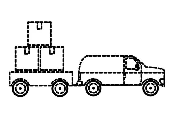 Kotak Dan Truk Pengiriman Dan Tema Logistik Gambar Vektor Rancangan - Stok Vektor