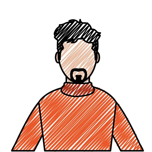 Doodle kullanıcı erkek gömlek ve saç tasarımı ile — Stok Vektör
