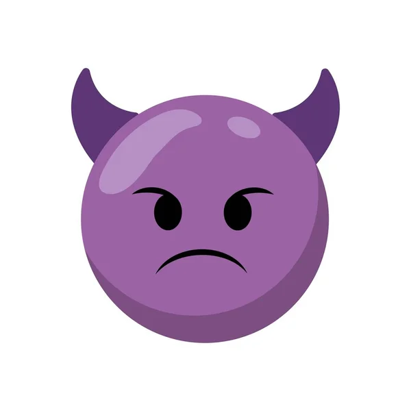 Viola Cartone Animato Faccina Emoticon Caricatura Personaggio Tema Isolato Disegno — Vettoriale Stock