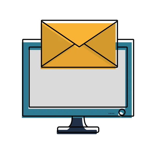 Χρώμα οθόνης υπολογιστή με επιστολή μήνυμα κειμένου — Διανυσματικό Αρχείο