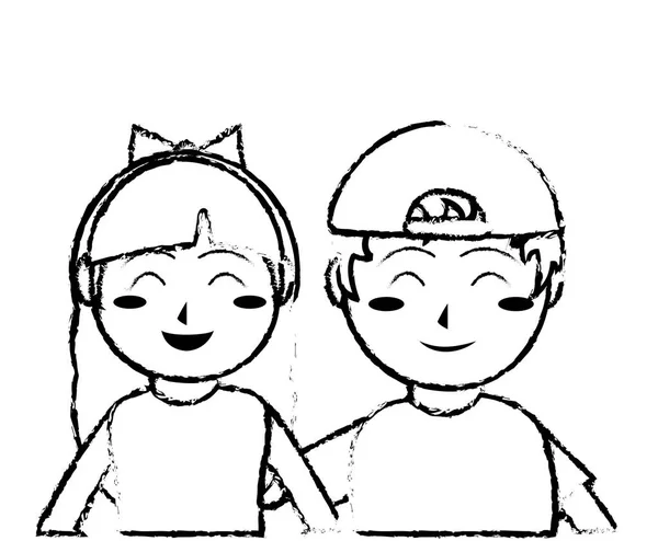 Flicka och pojke tecknade design — Stock vektor