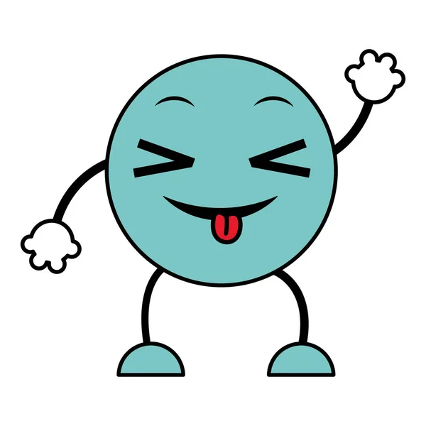 Ligne couleur blague expression emoji avec les bras et les jambes — Image vectorielle