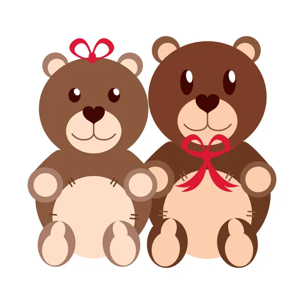 Teddy beer paar ontwerp — Stockvector