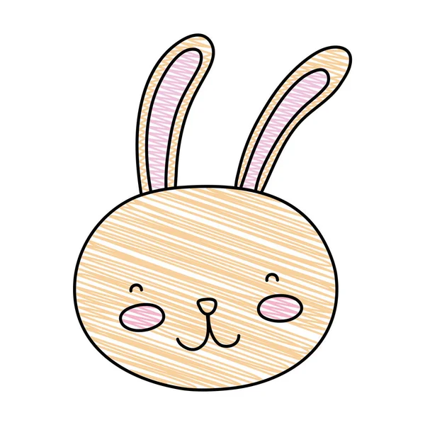 Heureux râpé lapin tête animal dessin animé — Image vectorielle