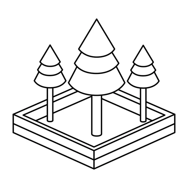 Desenho de pinheiros isométricos — Vetor de Stock