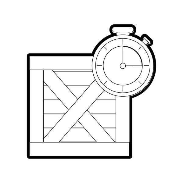 Krabice Chronometr Dodání Přepravní Logistické Téma Izolovaná Konstrukce Vektorové Ilustrace — Stockový vektor