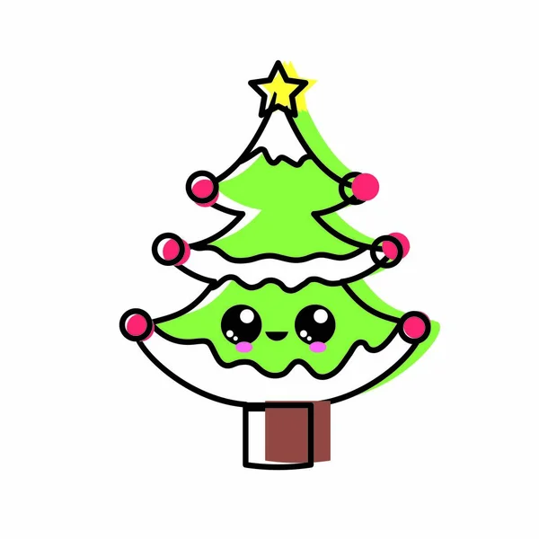 メリー クリスマスとシーズン テーマ分離デザイン ベクトル イラスト パイン ツリーのアイコン — ストックベクタ